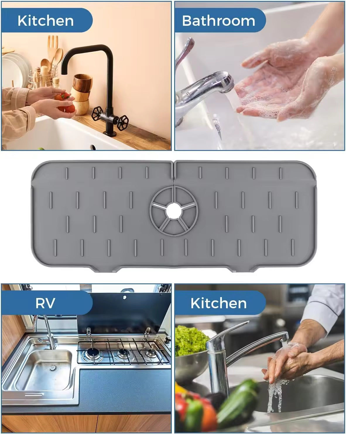 Multifunctional Silicone Sink Splash Guard – With Built-In Organizer (Pack of 2)