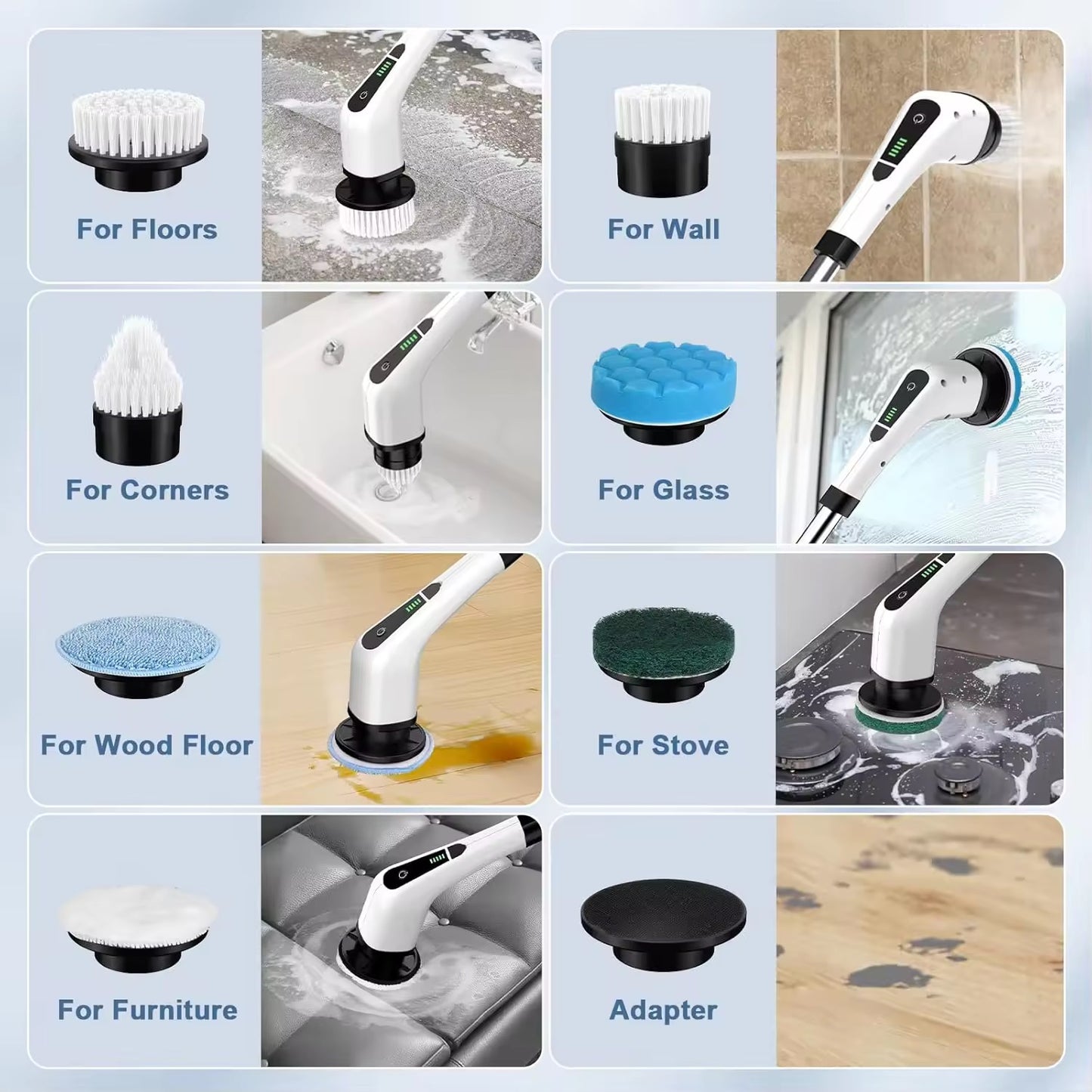 9-in-1 Electric Cleaning Brush – All-in-One Power Scrubber for Effortless Cleaning
