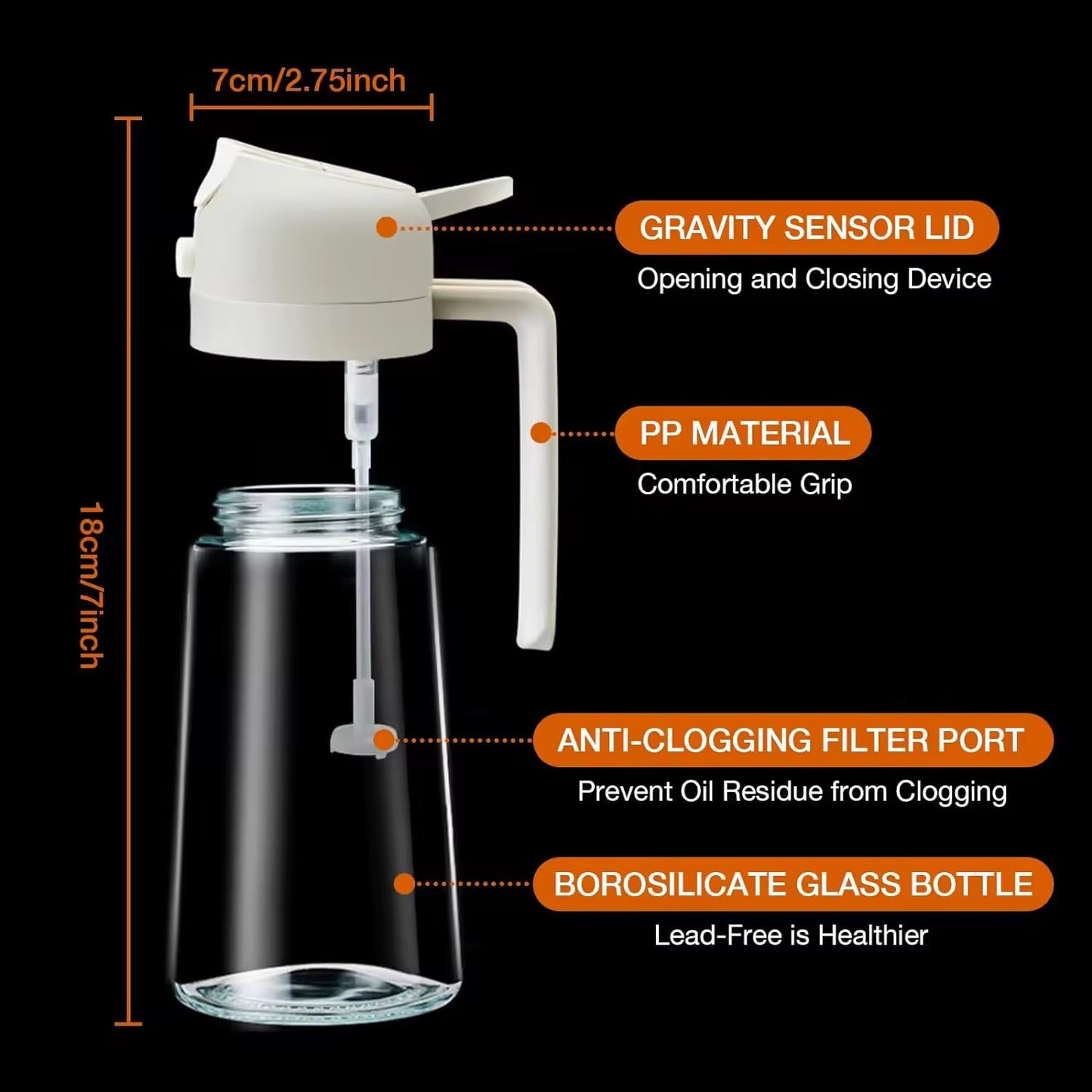 2-in-1 Oil Dispenser and Sprayer – Precision Control for Cooking and Grilling