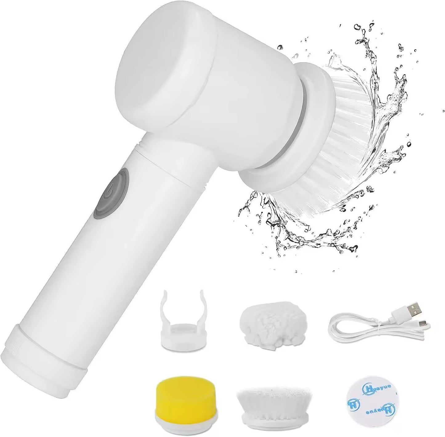 Rechargeable Electric Cleaning Brush – 5-in-1 Handheld Power Scrubber with Replaceable Heads