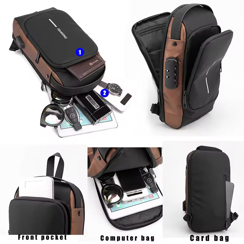 Unisex Anti-Theft Waterproof Crossbody Chest Bag with USB Charging Port – Stylish & Secure Sling Shoulder Backpack