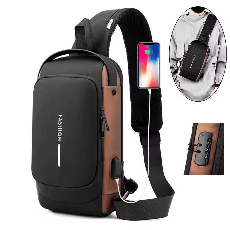Unisex Anti-Theft Waterproof Crossbody Chest Bag with USB Charging Port – Stylish & Secure Sling Shoulder Backpack
