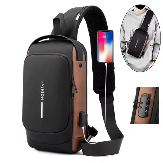 Unisex Anti-Theft Waterproof Crossbody Chest Bag with USB Charging Port – Stylish & Secure Sling Shoulder Backpack