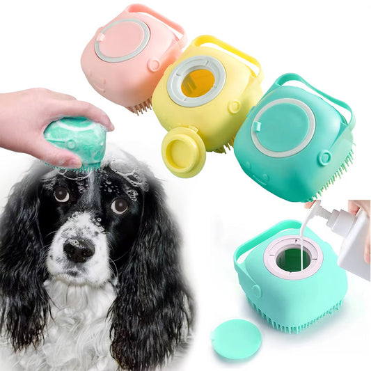 2-in-1 Silicone Pet Bath Brush & Shampoo Dispenser