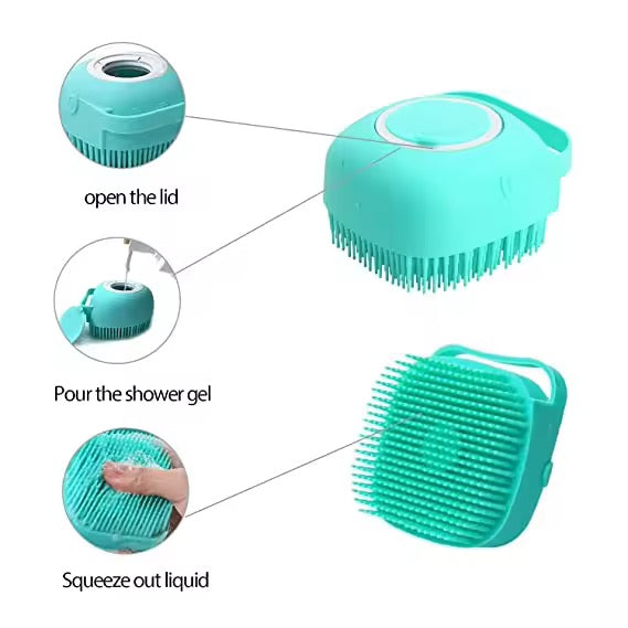 2-in-1 Silicone Pet Bath Brush & Shampoo Dispenser